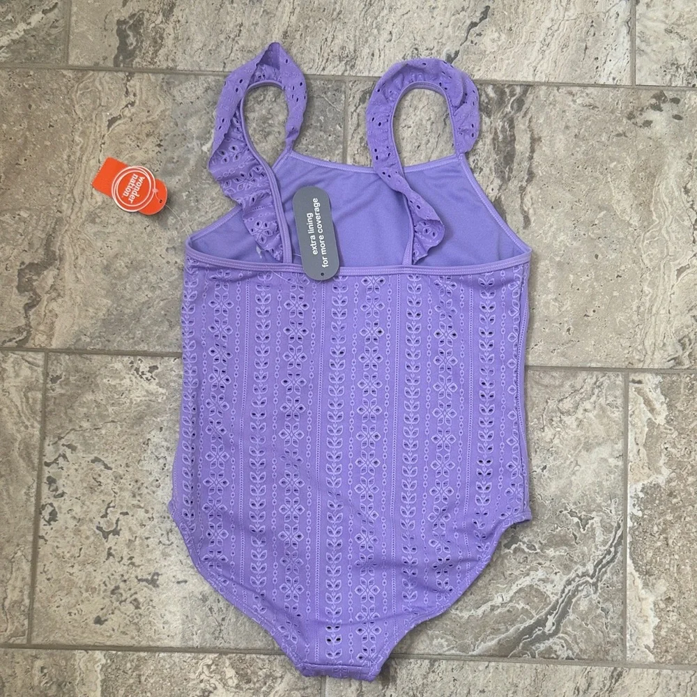 NWT Size XL (14-16) Wonder Nation Lavender Eyelet One Piece Swimsuit